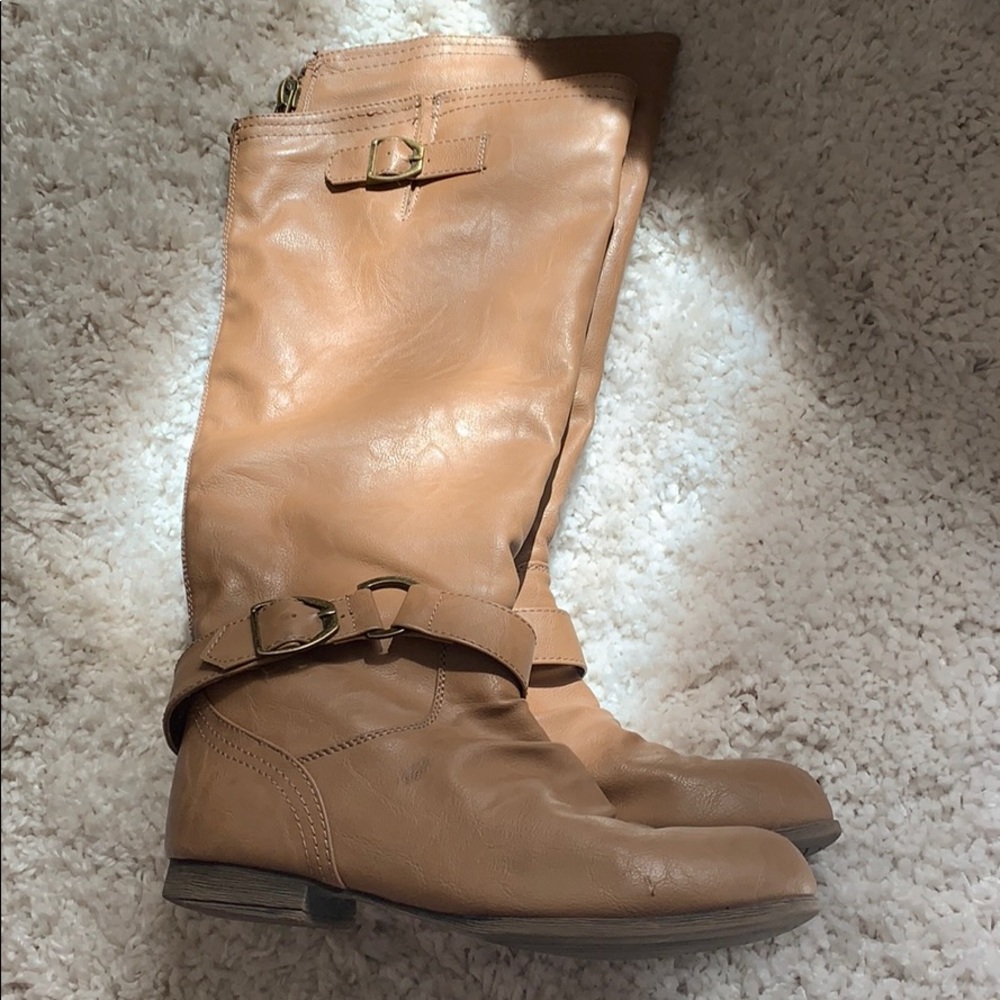 Tall Tan Leather Fashion Boots